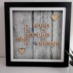 Personalised Family Tree Scrabble Frames Wall Art Family Gifts Birthdays. New Home Personalised - thumbnail 3