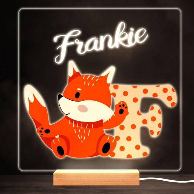 Animal Alphabet Letter F Colourful Square Personalised Gift Led Lamp Night Light - Bedroom - image 1