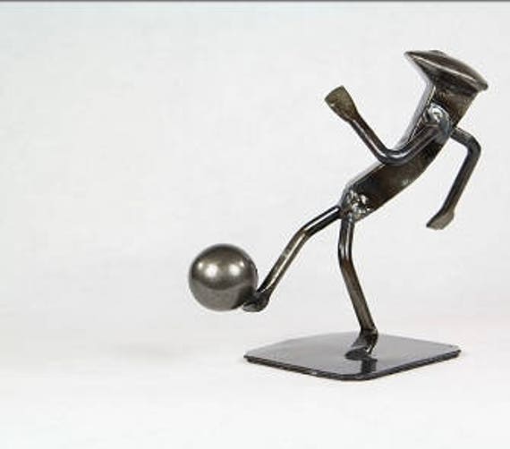 Soccer Player - Metal Art Soccer Figurine Railroad Spike Art Gift - image 1