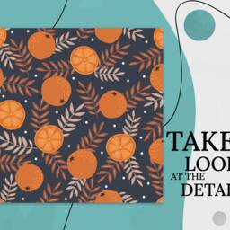 Orange Decorative Motif Vinyl Flooring, Luxury Blue Nursery Fruits Office Decor, Aesthetic Room Decor - thumbnail 2