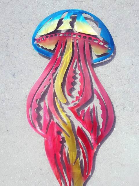 Aluminum Jellyfish Art, Decor, Design, Wall Beach House Handmade Ocean Metal - image 1