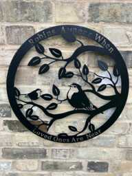 50cm Wall Art Black Robins Appear When Loved Ones Are Near Garden Home Gift - thumbnail 1