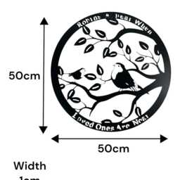 50cm Wall Art Black Robins Appear When Loved Ones Are Near Garden Home Gift - thumbnail 2
