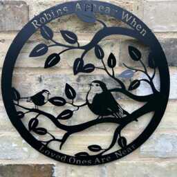 50cm Wall Art Black Robins Appear When Loved Ones Are Near Garden Home Gift - thumbnail 3