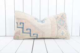 Vintage Turkish Kilim Lumbar Pillow Cover 12x24 Inch, Handmade - thumbnail 1