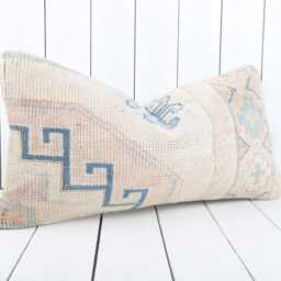 Vintage Turkish Kilim Lumbar Pillow Cover 12x24 Inch, Handmade - thumbnail 3