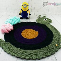 Crochet Snail Rug Cotton Nursery Play Mat, Personalized Decor - thumbnail 3