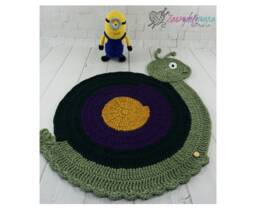 Crochet Snail Rug Cotton Nursery Play Mat, Personalized Decor - thumbnail 1