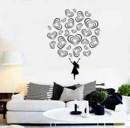 Wall Vinyl Decal Girl Romantic Hearts Love Decor For Bedroom 2227Di - thumbnail 1