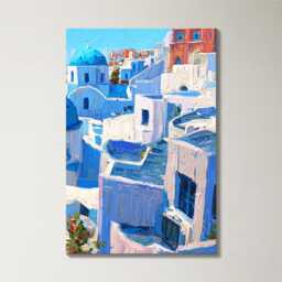Santorini Greece Cliffside 3 Panel Split Canvas Wall Art Summers Day Summer Cityscape Oil Painting Framed Home Decor - thumbnail 4