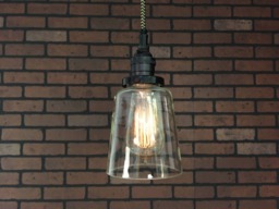 "Industrial Pendant Light -Black 4 1/2"" Clear Glass Cone Shade With Patented ""Huila Connector"