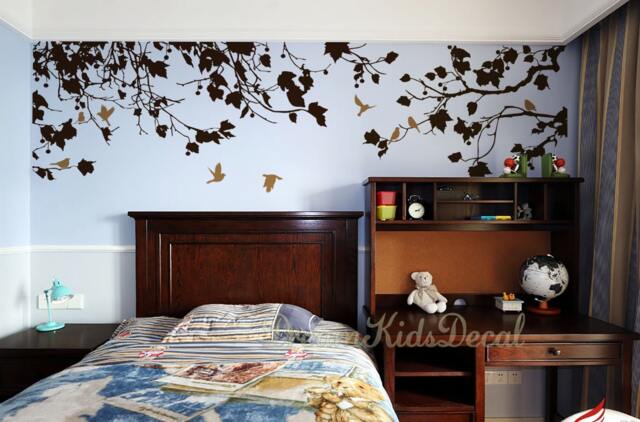 Tree Branch Wall Decal, Nursery Corner Sticker With Birds - image 1