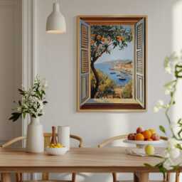Open Window Henri Matisse Print, Style Fauvism Painting, Modern Exhibition, Mediterranean Sea, Orange Tree, Coastal View Boats - thumbnail 2