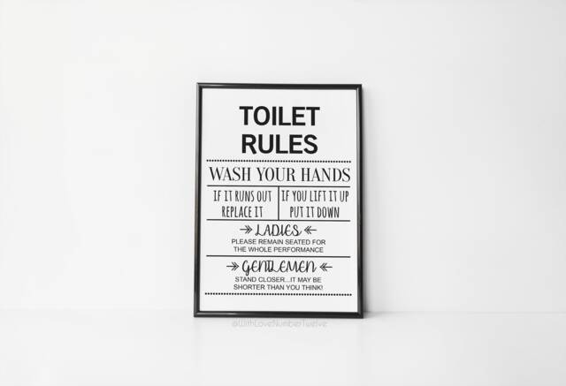 Toilet Rules Print - Bathroom Prints - Decor Home Wall Art