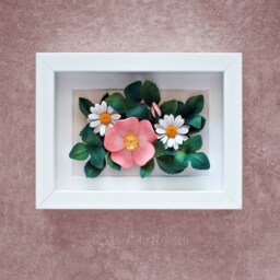 Taurus Birth Flower Gift Rose, Daisy Wall Art - Flowers For April, May Birthday Gift 3D Paper Quilling - thumbnail 4