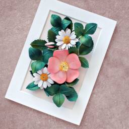 Taurus Birth Flower Gift Rose, Daisy Wall Art - Flowers For April, May Birthday Gift 3D Paper Quilling