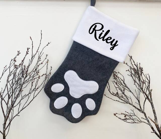 Custom Embroidered Personalized Christmas Dog Pet Paw Stockings - Xmas Gonk Snowman Reindeer Santa - The Couture Cushion