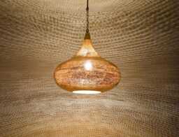 Moroccan Brass Pendant Light, Hand-Pierced Maximalist Design - 2Ft Chain Included - thumbnail 1
