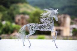 Metal Art Sculpture, Crystal Wire Art, Unicorn Gift, Figurine, Animal Horse Figurine - thumbnail 1