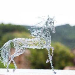 Metal Art Sculpture, Crystal Wire Art, Unicorn Gift, Figurine, Animal Horse Figurine - thumbnail 2