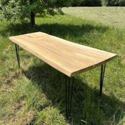 Rustic Solid Wood Dining Table - Handcrafted Office & Conference Farmhouse Modern - thumbnail 3