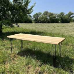 Rustic Solid Wood Dining Table - Handcrafted Office & Conference Farmhouse Modern - thumbnail 2