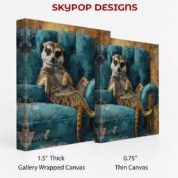 Meerkat Art, Poster Or Canvas, Contemporary Bohemian Glam Decor, Living Room Bedroom Office Wall Relaxed Teal Gold Brown Black - thumbnail 2
