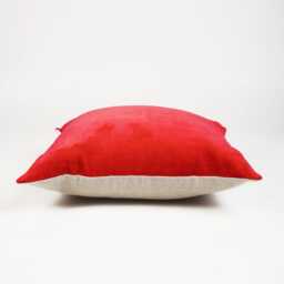 "Red Velvet Pillow Cover, Cotton & Linen, Reversible, Standard Size 16""x 16" - thumbnail 3