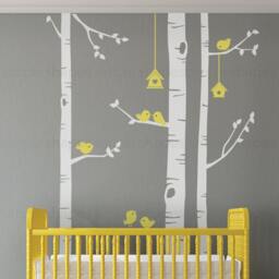 Birch Tree & Birds Nursery Wall Decals Baby Room Decor - thumbnail 3