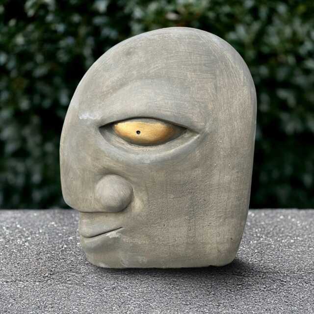 Large Face Statue Modern Head Sculpture Concrete Figurine Cement Ornament Outdoor Abstract Decor Handmade Face Lover Gift - image 1