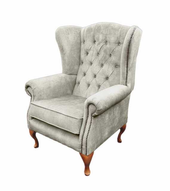 Chesterfield High Back Wing Chair - Presented in Luxury Almond Velvet The Kensington - image 1
