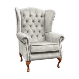 Chesterfield High Back Wing Chair - Presented in Luxury Almond Velvet The Kensington - thumbnail 4