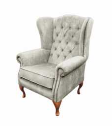 Chesterfield High Back Wing Chair - Presented in Luxury Almond Velvet The Kensington