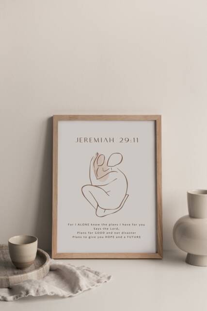 Jeremiah 2911 - Minimal Art Printed & Shipped Modern Scripture Decor Bible Verse Prints Christian Home Print - image 1