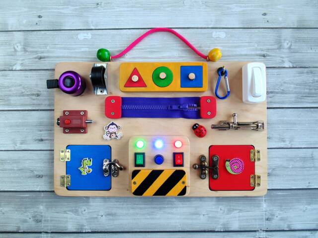 Travel Busy Board For A Toddler With Shape Sorter - Toy Baby Sensory Toddler Fidget Activity - image 1