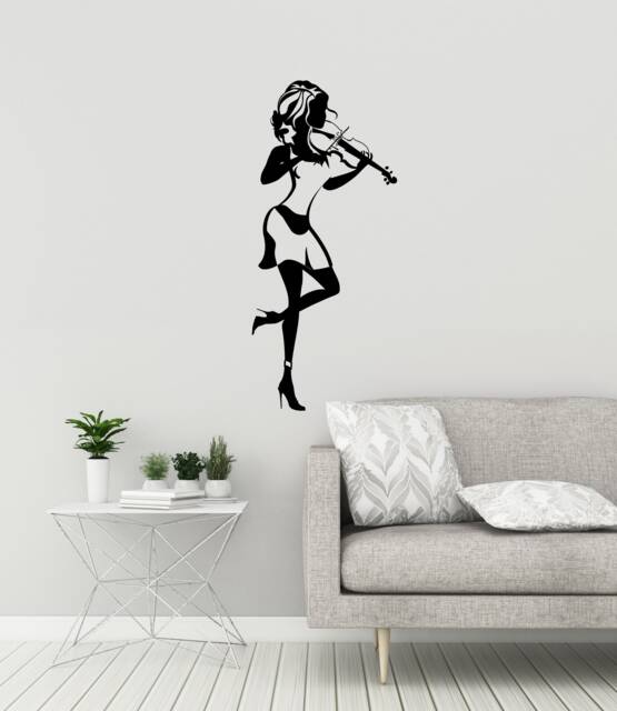 Violinist Vinyl Wall Decal Music Musical Style Girl Room Home Decor Stickers Mural - #3050Di - image 1
