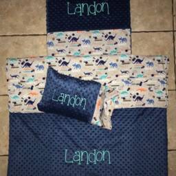 Custom Embroidered Dino Nap Mat Cover, Blanket, Pillow & Case - thumbnail 2