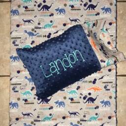 Custom Embroidered Dino Nap Mat Cover, Blanket, Pillow & Case - thumbnail 3