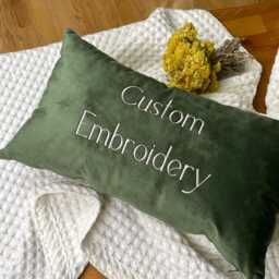 Custom Embroidery Pillow, Personalized Bedding, Bedroom Decor, Accent Cozy Throw Decorative Gift - thumbnail 2