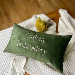 Custom Embroidery Pillow, Personalized Bedding, Bedroom Decor, Accent Cozy Throw Decorative Gift - thumbnail 1