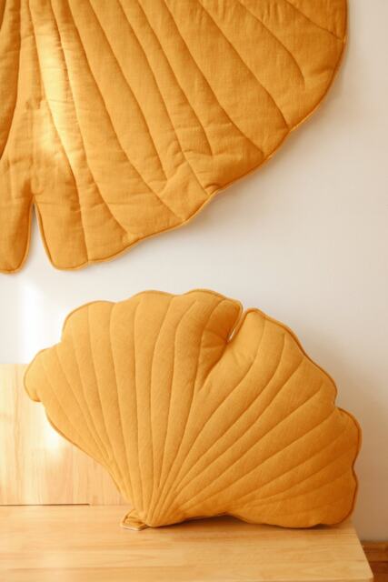 "Elegant Ginkgo Line Leaf Pillow ""Mango" - image 1