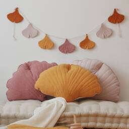 "Elegant Ginkgo Line Leaf Pillow ""Mango" - thumbnail 2