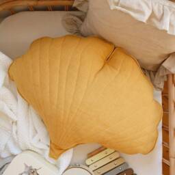"Elegant Ginkgo Line Leaf Pillow ""Mango" - thumbnail 4