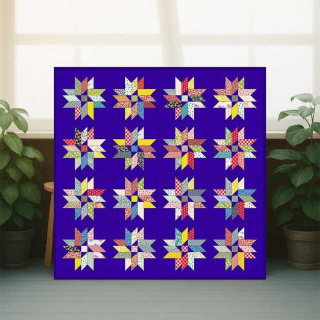 Crystal Dreams Quilt Pattern PDF - Star Modern Patchwork 68x68 Throw Design - image 1