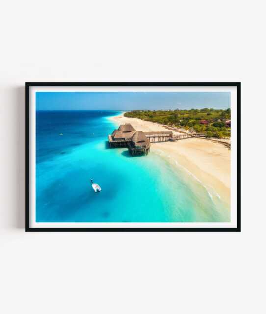 Tropical Beach Photography Print, Turquoise Ocean Wall Art Poster, Seaside Home Decor - image 1