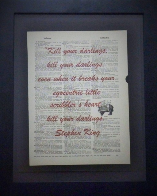 Kill Your Darlings, Quote By Stephen King, Inspirational, Upcycled Art, Dictionary Wall Decor