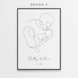Personalised Father's Day Gift - Fist Pump Dad & Child Line Art Print Present From Son/Daughter - thumbnail 3