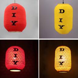 Custom Bamboo Pendant Lantern Diy Logo Lamp, Red Or Yellow - thumbnail 2