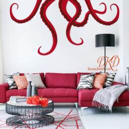 Octopus Decal, Large Tentacles Wall Decals, Kraken Vinyl Art Stickers, Nautical Decor For Bathroom-Dk316 - thumbnail 2