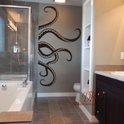 Octopus Decal, Large Tentacles Wall Decals, Kraken Vinyl Art Stickers, Nautical Decor For Bathroom-Dk316 - thumbnail 3